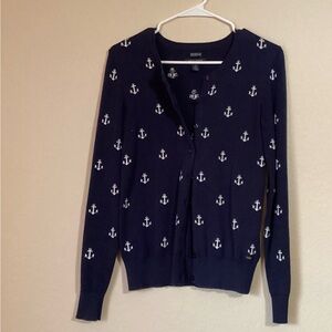 Women’s Tommy Hilfiger Navy Anchor Patterned Women's Cardigan Sweater